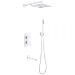 Душевая система Abber (Аббер) Daheim AF8250W скрытого монтажа с изливом, термостат, белая матовая