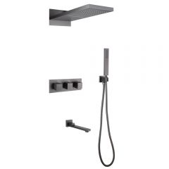 Душевая система Abber (Аббер) Daheim AF8253NG скрытого монтажа с изливом, термостат, никель