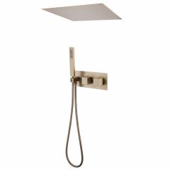 Душевая система Abber (Аббер) Daheim AF8255G скрытого монтажа без излива, термостат, золото матовое