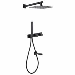 Душевая система Abber (Аббер) Rund AF8717B скрытого монтажа с изливом, черная матовая