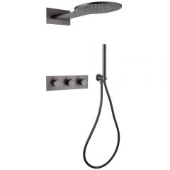 Душевая система Abber (Аббер) Wasser Kreis AF8151NG скрытого монтажа без излива, термостат, никель