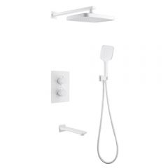 Душевая система Abber (Аббер) Weiss Insel AF8050W скрытого монтажа с изливом, термостат, белый матовый