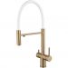 Смеситель для кухни с гибким изливом и подключением фильтра Shevanik (Шеваник) , золотой сатин/белый, S178G