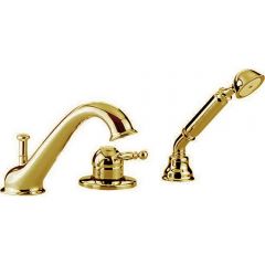 Смеситель Cisal Arcana Royal однорычажный на борт ванны на 3 отверстия, излив 20 см, цвет: золото AY00126024