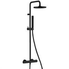 Душевая стойка Fantini Nostromo с верхнем душем 20 см., с ручным душем и термостатический, смесителем, цвет: черный матовый 86 13 8129