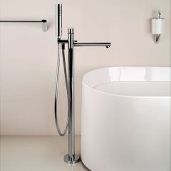 Напольный смеситель Gessi Ovale для ванны с ручным душем (без встраиваемой части), внешняя часть, цвет: хром 24964#031