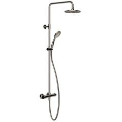 Душевая система Gessi Emporio shower, с верхним душем, термостатическим смесителем, штанга, шланг, ручной душ, цвет: Finох Вrushеd Niскеl 35181#149