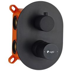 Смеситель для душа AQG Tube, встраиваемый на 2 выхода, с дивертером, цвет черный матовый 01TUB351NG