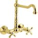 Настенный двухвентильный кухонный смеситель Emmevi (Эммеви) Deco Old, поворотный излив 22,5 см, золото, 12645/OR