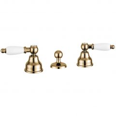 Смеситель для биде Emmevi Deco Ceramic, двухрычажный на 3 отверстия, с донным клапаном, цвет бронза 121034/BR