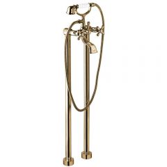 Смеситель для ванны Emmevi Deco Classic, двухвентильный напольный (излив 12 см), с набором для душа, цвет бронза 1201128/BR