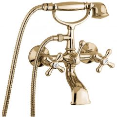 Смеситель для ванны Emmevi Deco Classic, двухвентильный (излив 14 см), с набором для душа, цвет бронза 12011/BR