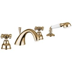 Смеситель на борт ванны Emmevi Deco Classic, (излив 20 см), на 4 отверстия, с набором для душа, цвет бронза 12120/BR