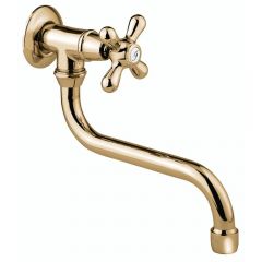 Кран на одну воду Emmevi Deco Classic, настенный одновентильный (поворотный излив 21 см), цвет бронза 12006S/BR