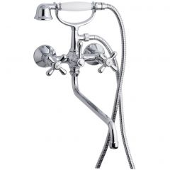 Смеситель для ванной Emmevi Deco Classic, с длинным изливом (25см) и ручным душем, цвет хром 12011СМ25/CR