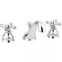Смеситель для раковины Emmevi Deco Classic, с донным клапаном на 3 отверстия, цвет белый-золото 12033/BO