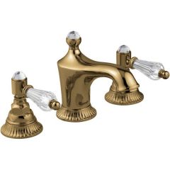 Смеситель для раковины Emmevi The One Atena, на 3 отверстия, прозрачные кристаллы Swarovski, цвет бронза 98033LCSW/BR