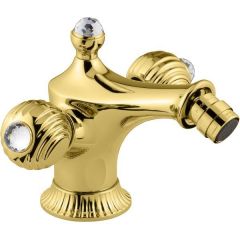 Смеситель для биде Emmevi The One Cloe, металлические ручки + прозрачные кристаллы Swarovski, цвет золото 98004SW/OR