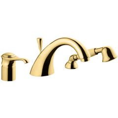 Смеситель на борт ванны Emmevi Tiffany, (излив 20 см), на 3 отверстия, с набором для душа, цвет золото 60120/OR