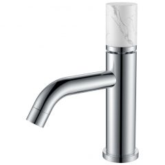 Смеситель Богеме (Boheme) Stick для умыв. низ. Chrome Mramor WHITE Комплект 121-CR-MR-W