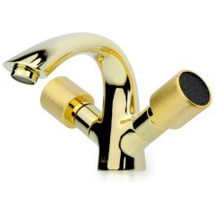 Смеситель Богеме (Boheme) для умывальника Royal Crystal Black, золото Комплект 291-Royal/CRST black