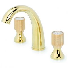 Смеситель Богеме (Boheme) для раковины на 3 отверстия Royal Crystal, золото Комплект 297-Royal/CRST