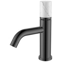 Смеситель Богеме (Boheme) Stick для умыв. низ. Shine Gun Metal Mramor WHITE Комплект 121-SGM-MR-W