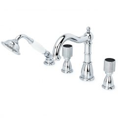 Смеситель Богеме (Boheme) врезной 4 отв. Royal Crystal black, хром Комплект 396-Royal/CRST black