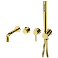 Смеситель Богеме (Boheme) встроенный + ручной душ + излив Uno Gold 464-3-G