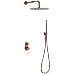 Смеситель Богеме (Boheme) встроенный + верхний+ ручной душ Uno. Brushed Bronze 464-BRB