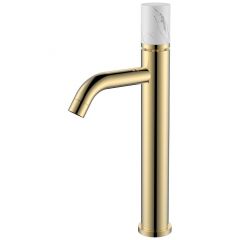 Смеситель Богеме (Boheme) Stick для умыв.выс.Gold Mramor WHITE Комплект 122-G-MR-WHITE