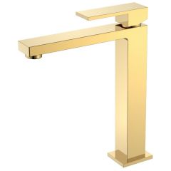 Смеситель Богеме (Boheme) для умывальника высокий Qubic Shine Gold 472-G