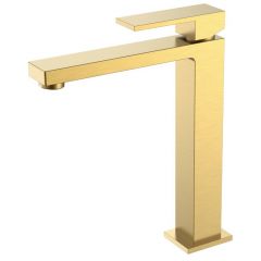 Смеситель Богеме (Boheme) для умывальника высокий Qubic Matt Gold 472-MG