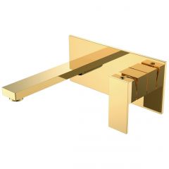 Смеситель Богеме (Boheme) для умывальника из стены Qubic Shine Gold 475-G