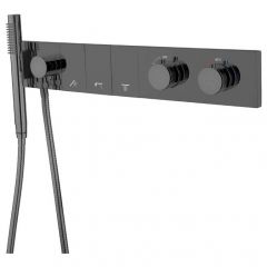 Смеситель Богеме (Boheme) Zodiac Thermo с ручным душем Shine Gun Metal 133-SYS-SGM