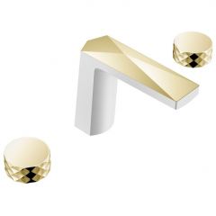 Смеситель Богеме (Boheme) врезной на 3отв. Venturo белый-золото, ручка Diamond 150-WG-DIAMOND