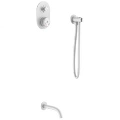 Смеситель Богеме (Boheme) встроенный + излив + держатель лейки + шланг Tech Mat White 154-MW