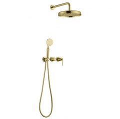 Смеситель Богеме (Boheme) встроенный + верхний+ ручной душ, Eterna Gold 174-G