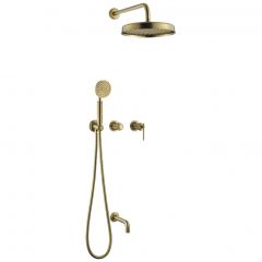 Смеситель Богеме (Boheme) встроенный + верхний + ручной душ + излив, Eterna Matt Gold 174-2-MG