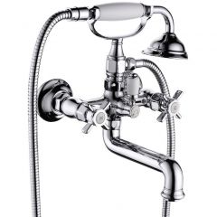 Смеситель для ванны Ganzer (Ганзер) GZ15132 с 2-я рукоятками с коротким изливом Хром