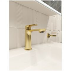 Смеситель для раковины Створки Вестфолл S08010GM матовое золото, Stworki