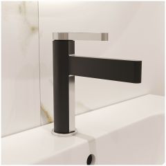 Смеситель для раковины Створки Лександ S09010BC матовый черный, хром, Stworki