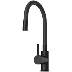 Смеситель для кухни Домачи Равенна DMC01150BK с гибким изливом, матовый черный, Domaci