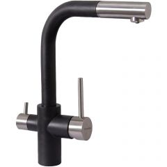 Смеситель Флорентина (Florentina) для кухни Кристалл FL черный под фильтр (333.32H.2123.102)