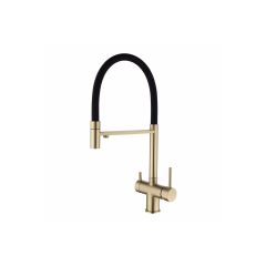 Смеситель для кухни Vieir (Виеир) V15039S-X под фильтр, гибкий, поворотный, матовое золото,черный