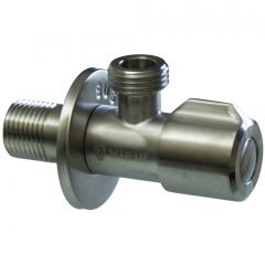 Кран угловой с отражателем Vieir (Виеир) VER66 1/2 х 1/2 нержавеющий сатин круглый