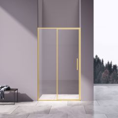 Душевая дверь Vincea Slim 8 мм, брашированное золото, стекло прозрачное VDP-4SL120CLG