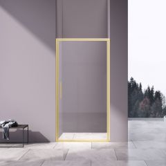 Душевая дверь Vincea Slim 8 мм, брашированное золото, стекло прозрачное VDP-4SL900CLG