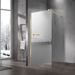 Душевая перегородка Vincea Walk-In, 1000х2000 мм, матовый золотой, стекло зеркальное VSW-1H100MRG