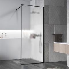 Душевая перегородка Vincea Walk-In, 1100х2000 мм,  черный, стекло рифленое VSW-1HP110FLB